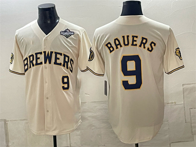 Milwaukee Brewers #9 Jake Bauers Cream 2026 World Series Limited Stitched Jersey THAAM
