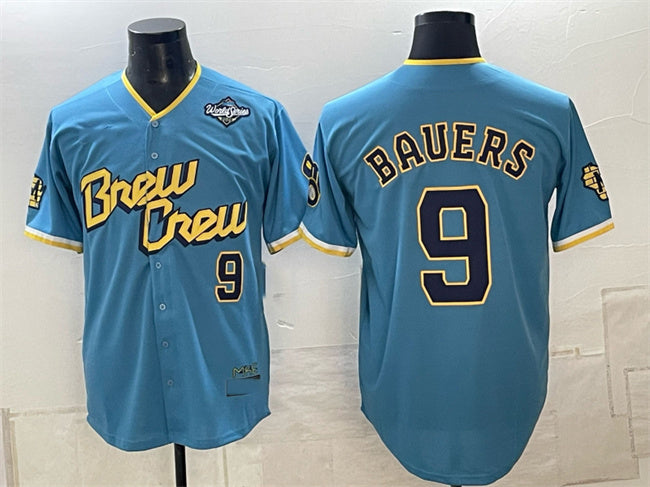 Milwaukee Brewers #9 Jake Bauers Powder Blue 2026 World Series City Connect Limited Stitched Jersey THAAM