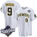 Milwaukee Brewers #9 Jake Bauers White 2026 World Series Stitched Jersey THAAM