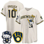 Milwaukee Brewers #10 Sal Frelick Cream Thaam Meow KT Night Vapor Limited All Stitched Jersey