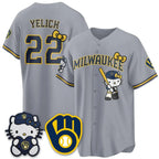 Milwaukee Brewers #22 Christian Yelich Gray Thaam Meow KT Night Vapor Limited All Stitched Jersey