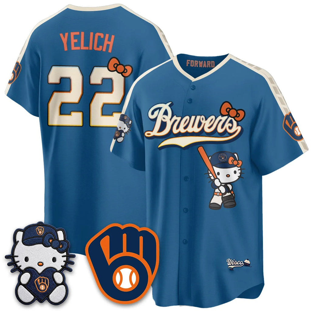 Milwaukee Brewers #22 Christian Yelich Mineral Blue Thaam Meow KT Night Vapor Limited All Stitched Jersey