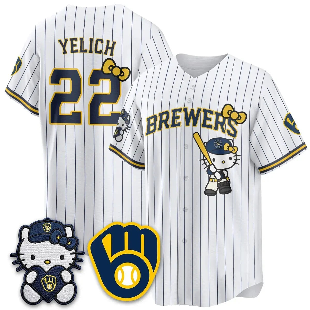 Milwaukee Brewers #22 Christian Yelich White Thaam Meow KT Night Vapor Limited All Stitched Jersey