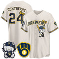 Milwaukee Brewers #24 William Contreras Cream Thaam Meow KT Night Vapor Limited All Stitched Jersey