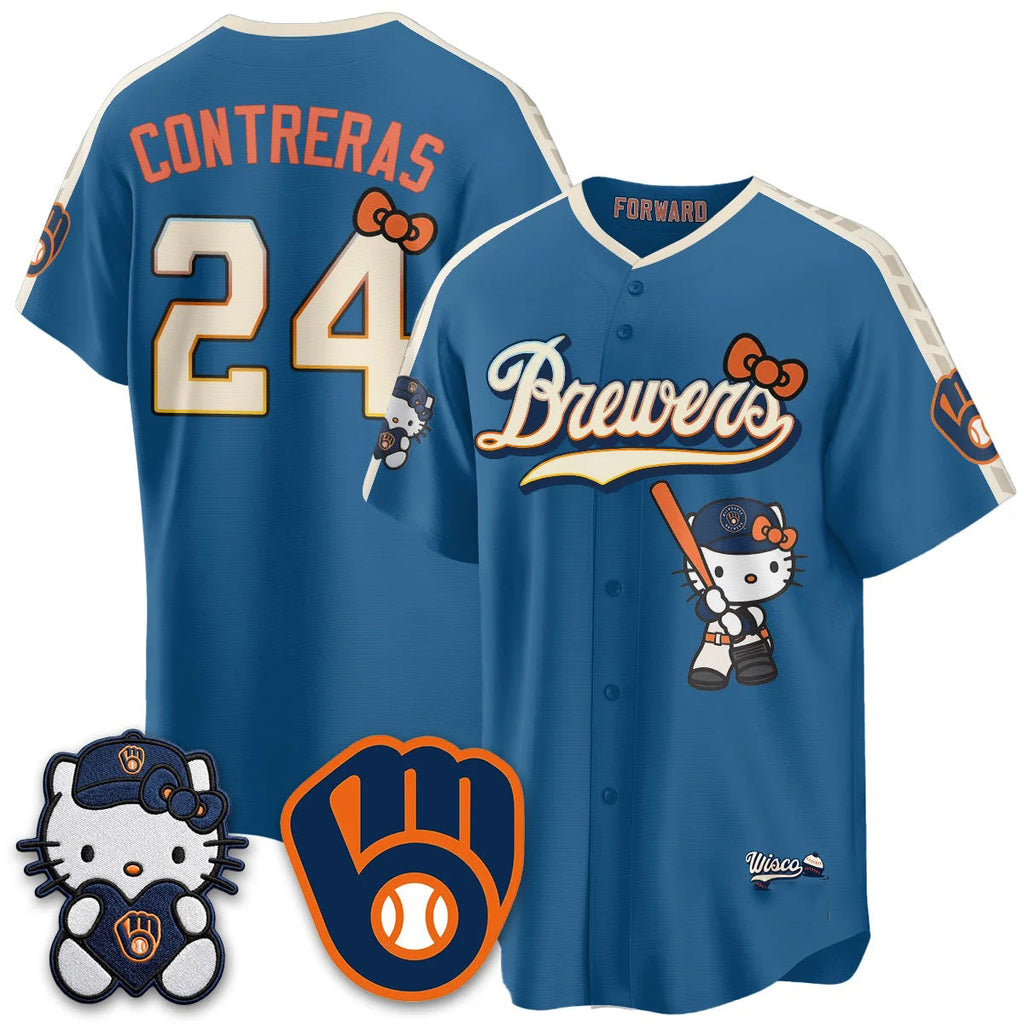 Milwaukee Brewers #24 William Contreras Mineral Blue Thaam Meow KT Night Vapor Limited All Stitched Jersey