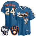 Milwaukee Brewers #24 William Contreras Mineral Blue Thaam Meow KT Night Vapor Limited All Stitched Jersey