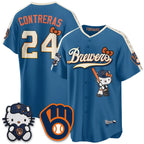 Milwaukee Brewers #24 William Contreras Mineral Blue Thaam Meow KT Night Vapor Limited All Stitched Jersey