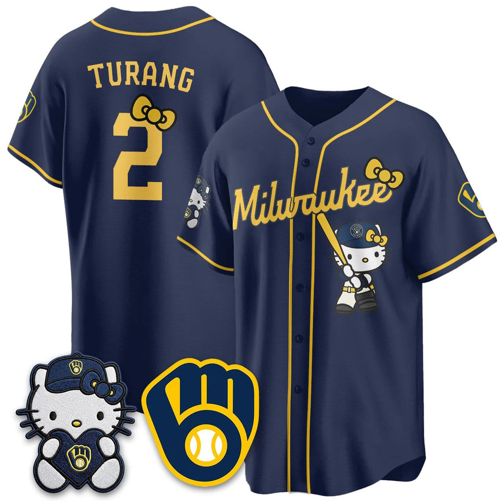 Milwaukee Brewers #2 Brice Turang Mineral Navy Thaam KT Night Vapor Limited All Stitched Jersey