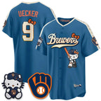 Milwaukee Brewers #9 Bob Uecker Mineral Blue Thaam Meow KT Night Vapor Limited All Stitched Jersey