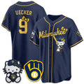 Milwaukee Brewers #9 Bob Uecker Mineral Navy Thaam KT Night Vapor Limited All Stitched Jersey