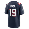 NE.Patriots #19 Kobee Minor Navy Team Game Jersey Thaam