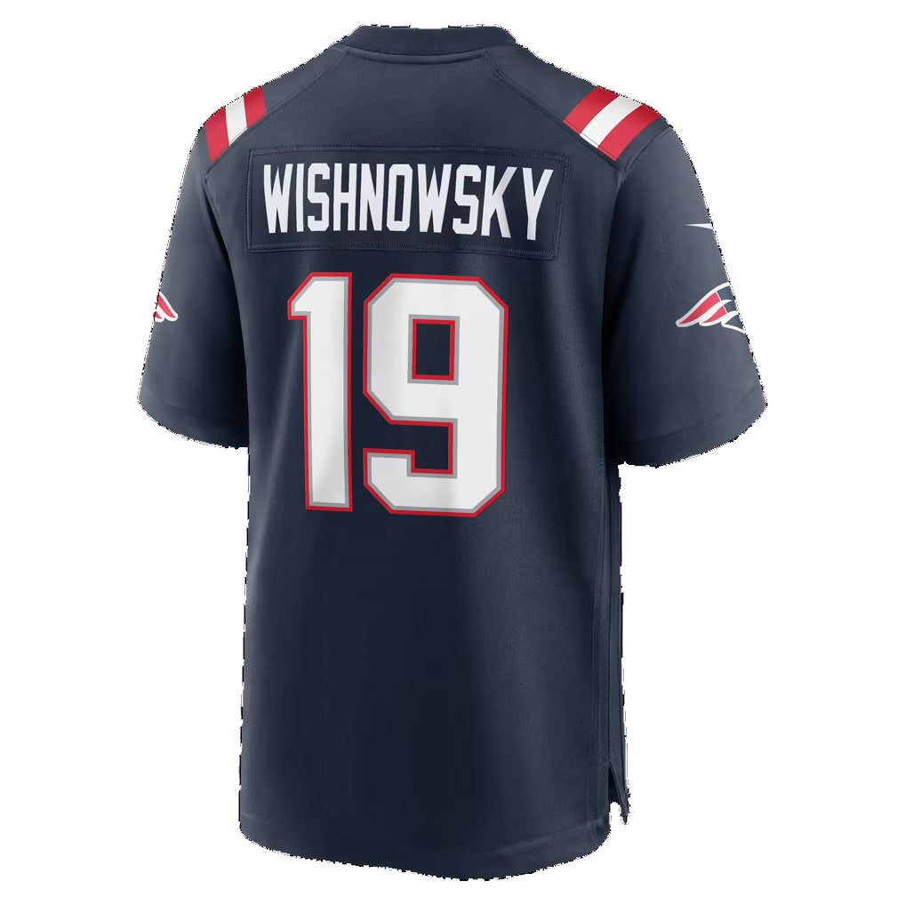 NE.Patriots #19 Mitch Wishnowsky Navy Team Game Football jersey Thaam