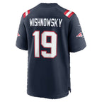 NE.Patriots #19 Mitch Wishnowsky Navy Team Game Football jersey Thaam