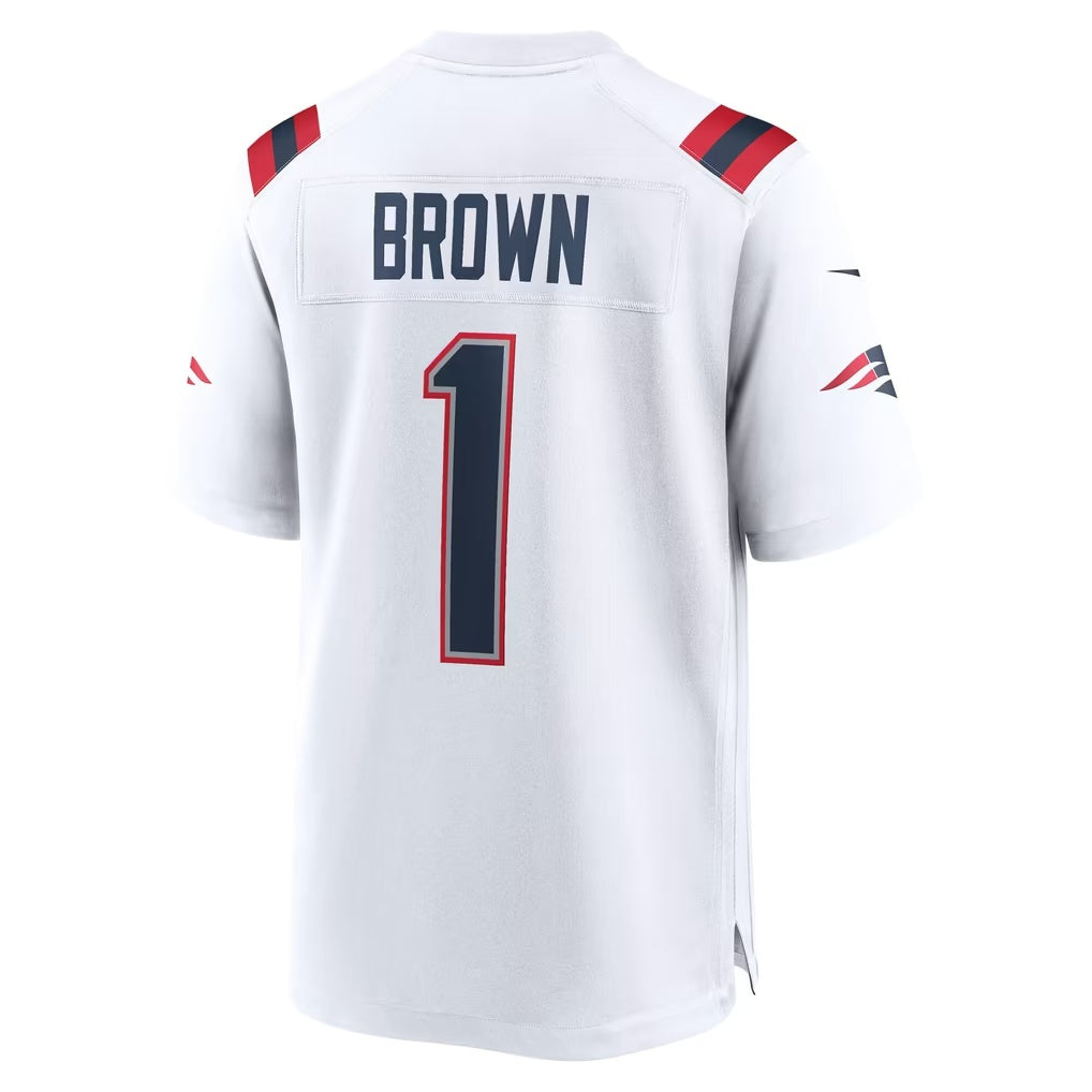 NE.Patriots #1 A.J. Brown White Thaam Game Jersey