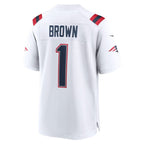 NE.Patriots #1 A.J. Brown White Thaam Game Jersey