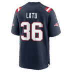 NE.Patriots #36 Cameron Latu Navy Team Game Football jersey Thaam