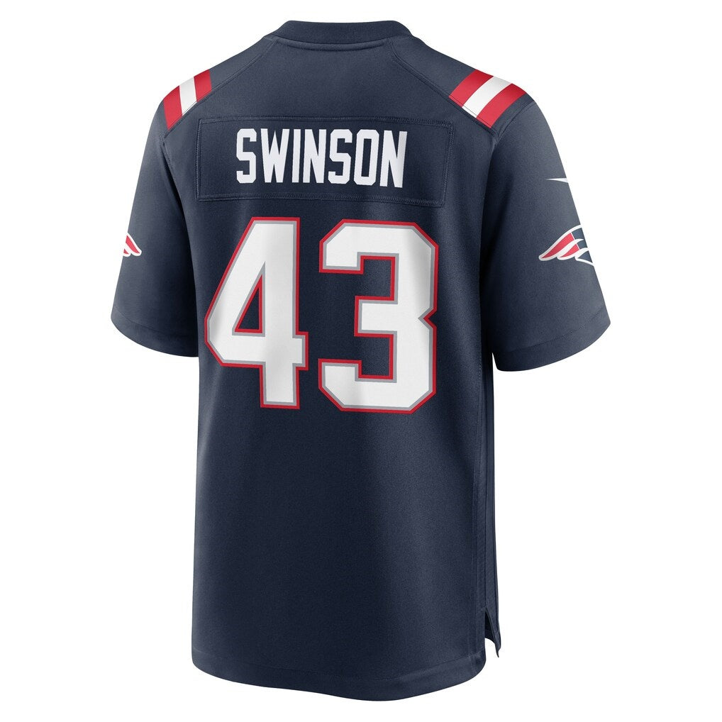 NE.Patriots #43 Bradyn Swinson Navy Team Game Jersey Thaam