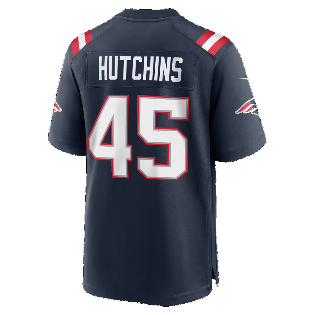 NE.Patriots #45 Quintayvious Hutchins Navy Team Game Football jersey Thaam