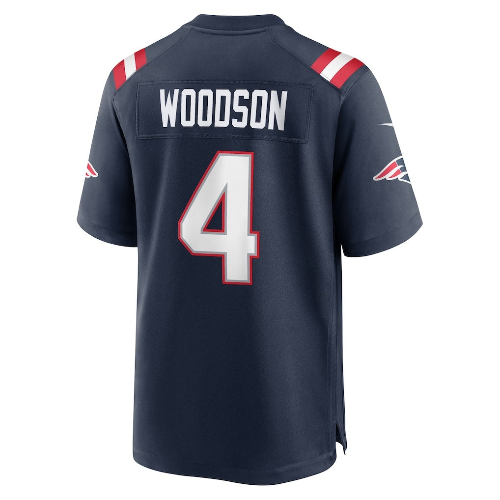 NE.Patriots #4 Craig Woodson Navy Team Game Jersey Thaam