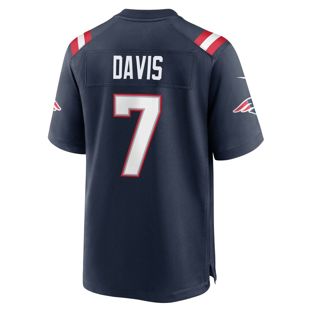 NE.Patriots #7 Carlton Davis Navy Team Game Jersey Thaam