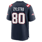 NE.Patriots #80 Shane Zylstra Navy Team Game Football jersey Thaam