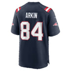 NE.Patriots #84 Tanner Arkin Navy Team Game Football jersey Thaam