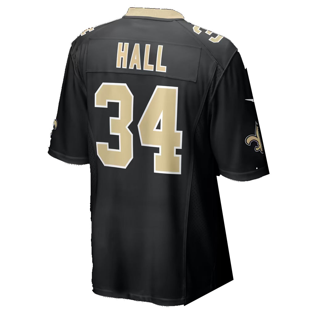 NO.Saints #34 TJ Hall Black Thaam Team Game Jersey