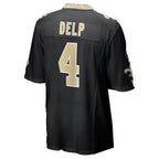 NO.Saints #4 Oscar Delp Black Team Game Football jersey Thaam