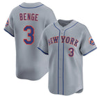 New York Mets #3 Carson Benge 2026 Gray Limited Stitched Jersey THAAM