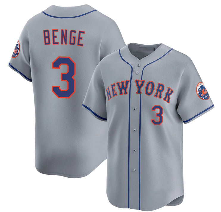 New York Mets #3 Carson Benge 2026 Gray Limited Stitched Jersey THAAM