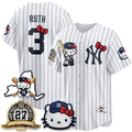 New York Yankees #3 Babe Ruth Stripes White Thaam Meow KT 2026 Vapor Limited All Stitched Jersey