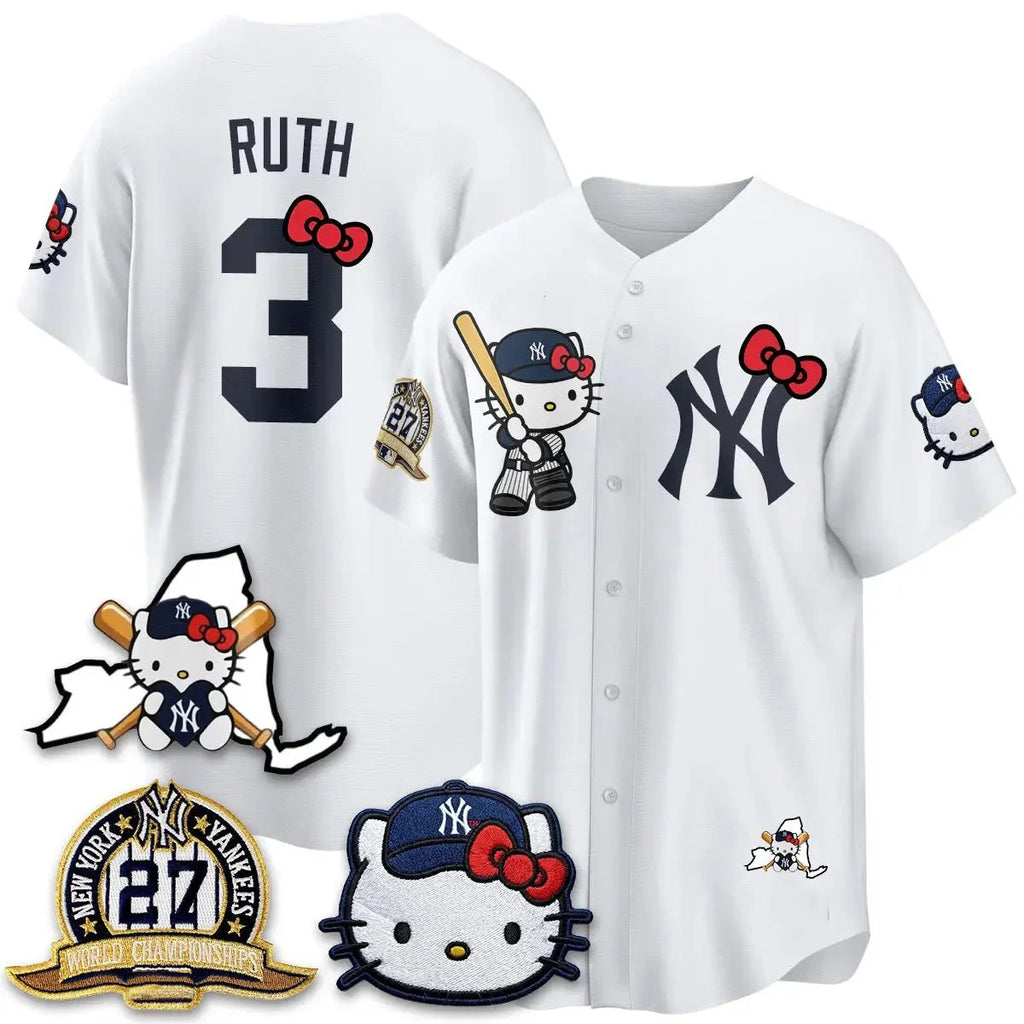 New York Yankees #3 Babe Ruth White Thaam Meow KT 2026 Vapor Limited All Stitched Jersey