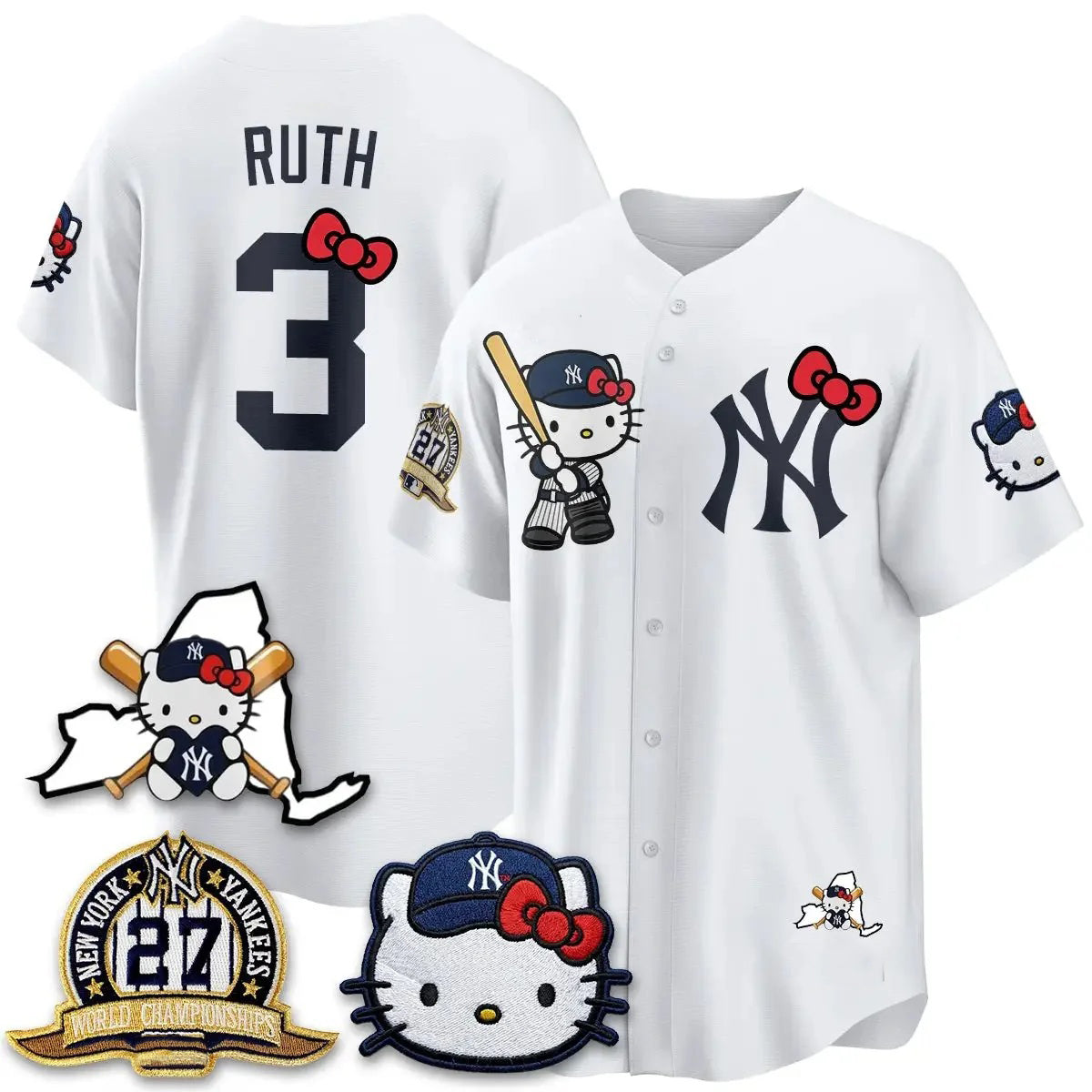 New York Yankees #3 Babe Ruth White Thaam Meow KT 2026 Vapor Limited All Stitched Jersey