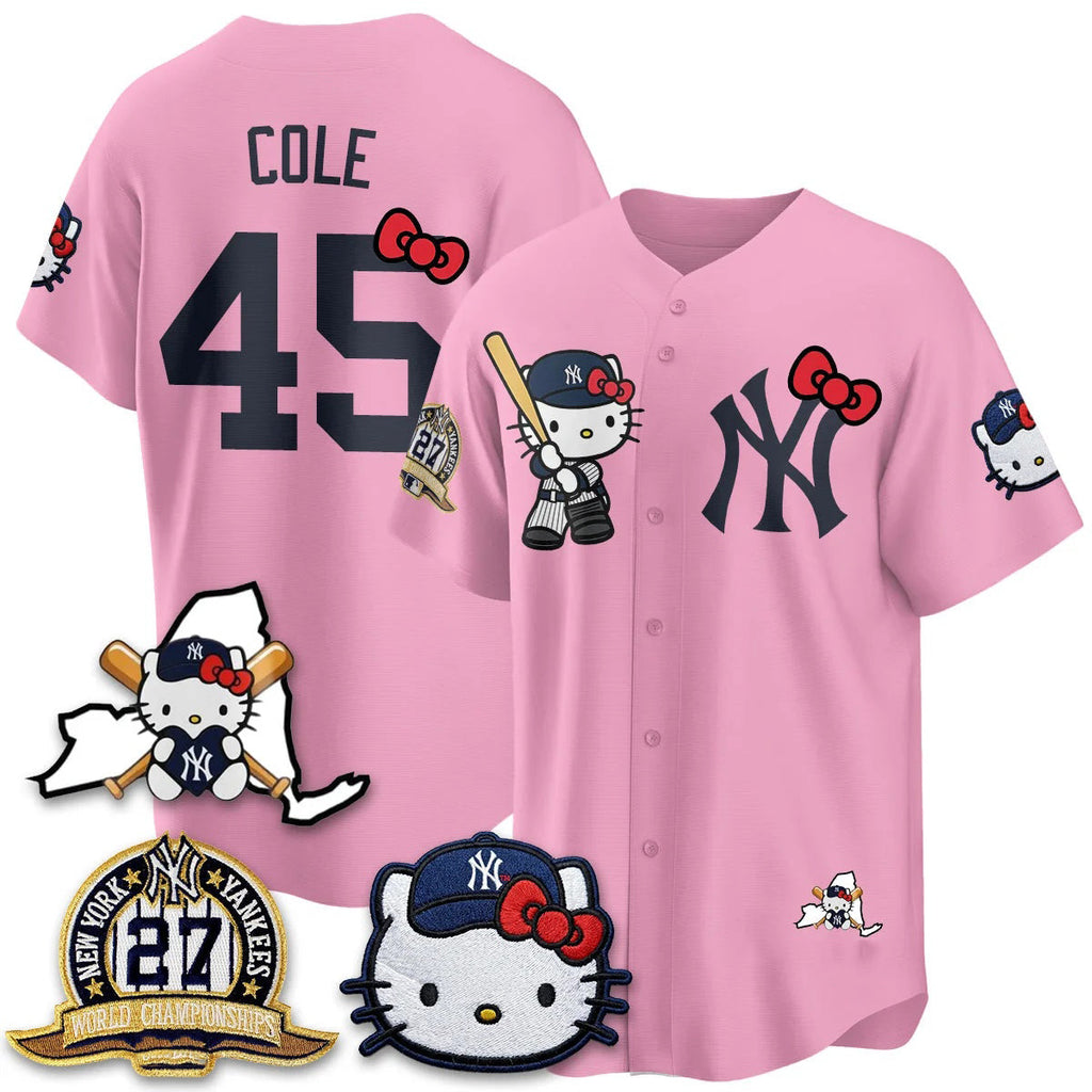 New York Yankees #45 Gerrit Cole Pink Thaam Meow KT 2026 Vapor Limited All Stitched Jersey