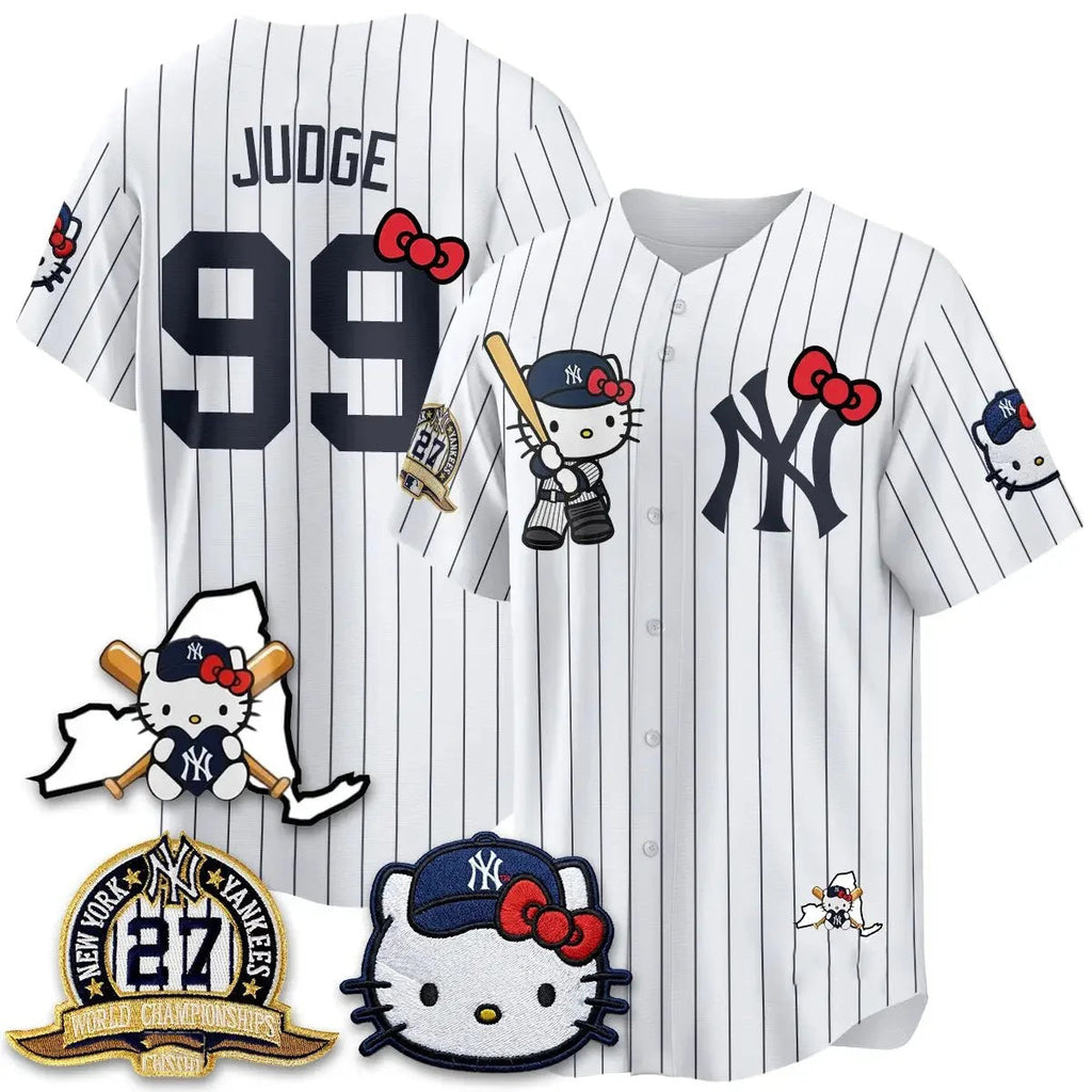 New York Yankees #99 Aaron Judge Stripes White Thaam Meow KT 2026 Vapor Limited All Stitched Jersey