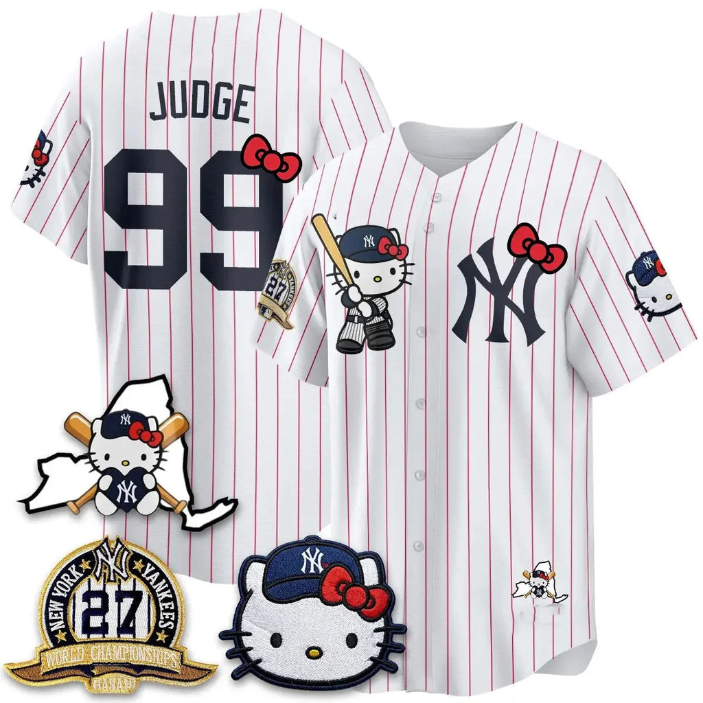 New York Yankees #99 Aaron Judge Stripes White Thaam Meow KT 2026 Vapor Limited All Stitched Jersey 2