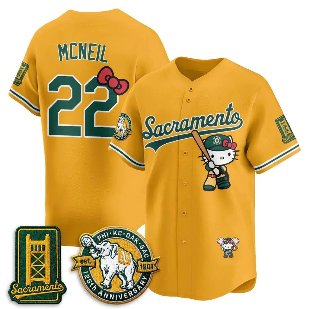 Oakland Athletics #22 Jeff McNeil Gold Thaam Meow KT 2026 Vapor Limited Stitched Jersey