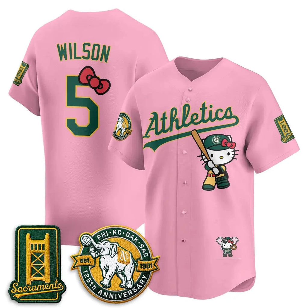 Oakland Athletics #5 Jacob Wilson Pink Thaam Meow KT 2026 Vapor Limited Stitched Jersey