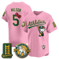 Oakland Athletics #5 Jacob Wilson Pink Thaam Meow KT 2026 Vapor Limited Stitched Jersey