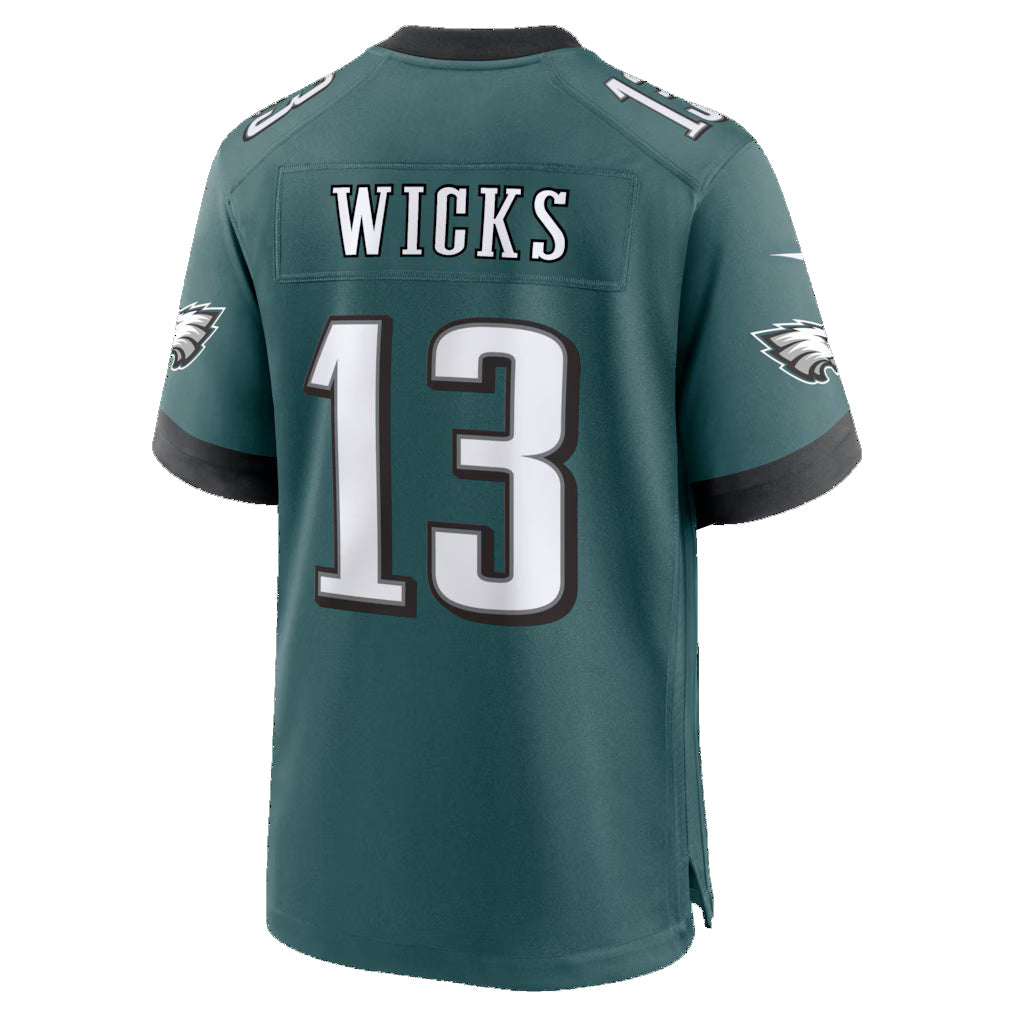 P.Eagles #13 Dontayvion Wicks Midnight Green Team Game Jersey Thaam