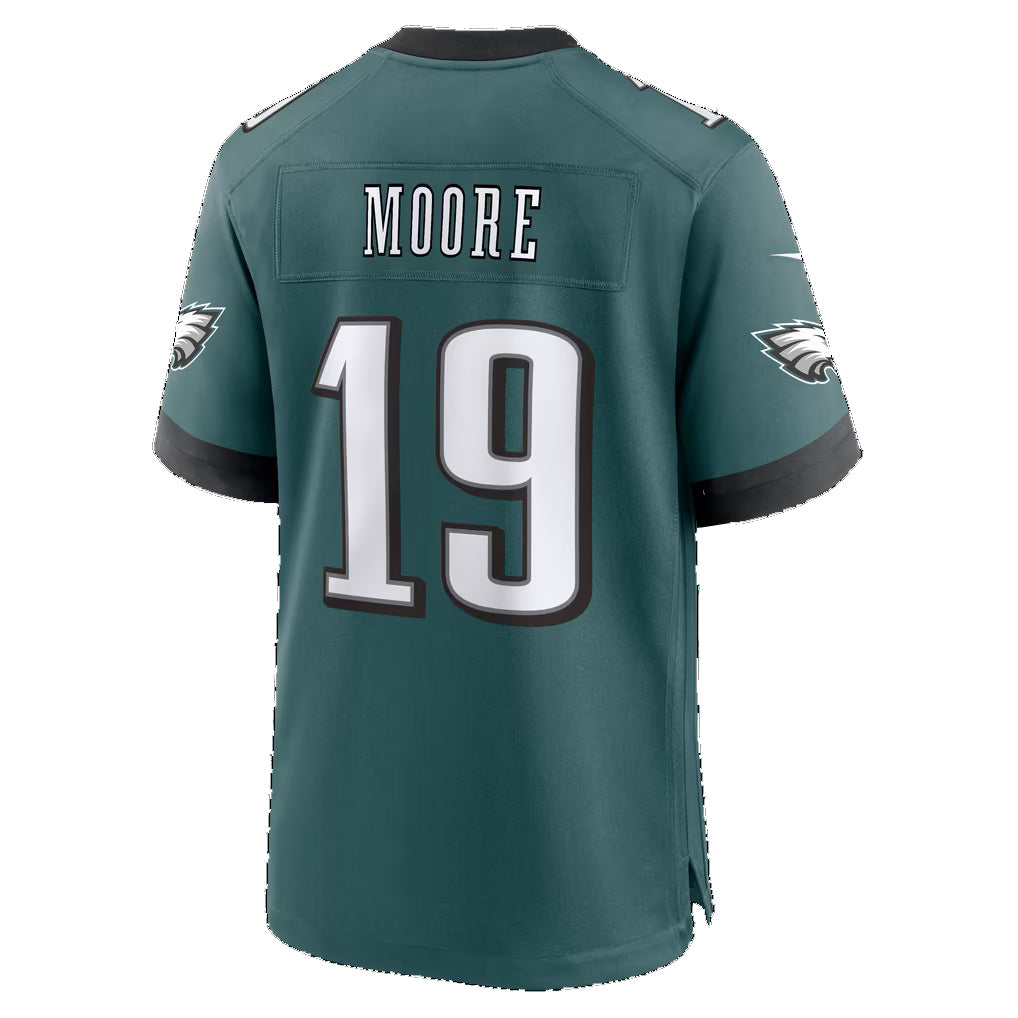 P.Eagles #19 Elijah Moore Midnight Green Team Game Football jersey Thaam
