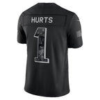 P.Eagles #1 Jalen Hurts Black 2026 Salute to Service Stitched Limited Football jersey Thaam