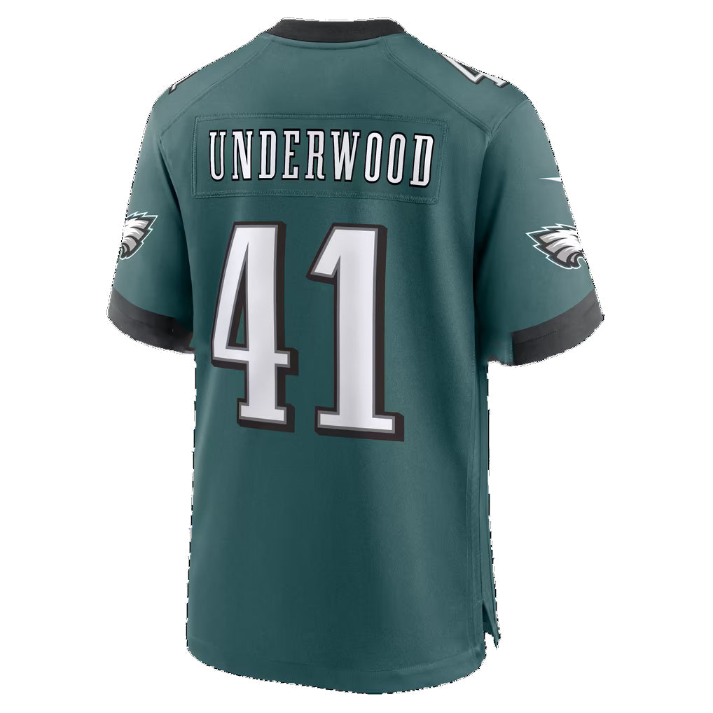 P.Eagles #41 Rocco Underwood Midnight Green Team Game Football jersey Thaam