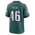 P.Eagles #46 Joshua Weru Midnight Green Team Game Football jersey Thaam