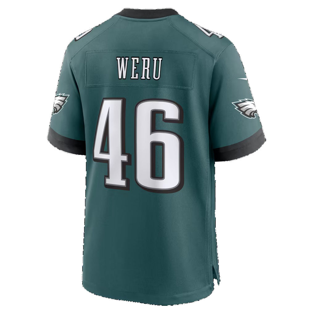 P.Eagles #46 Joshua Weru Midnight Green Team Game Football jersey Thaam