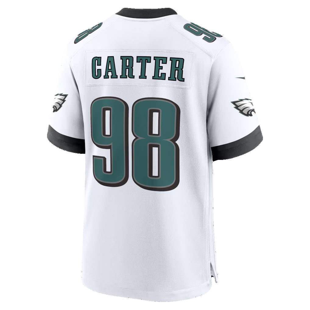 P.Eagles #98 Jalen Carter White Game Jersey Thaam