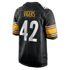 P.Steelers #42 Car'lin Vigers Black Team Game Football jersey Thaam