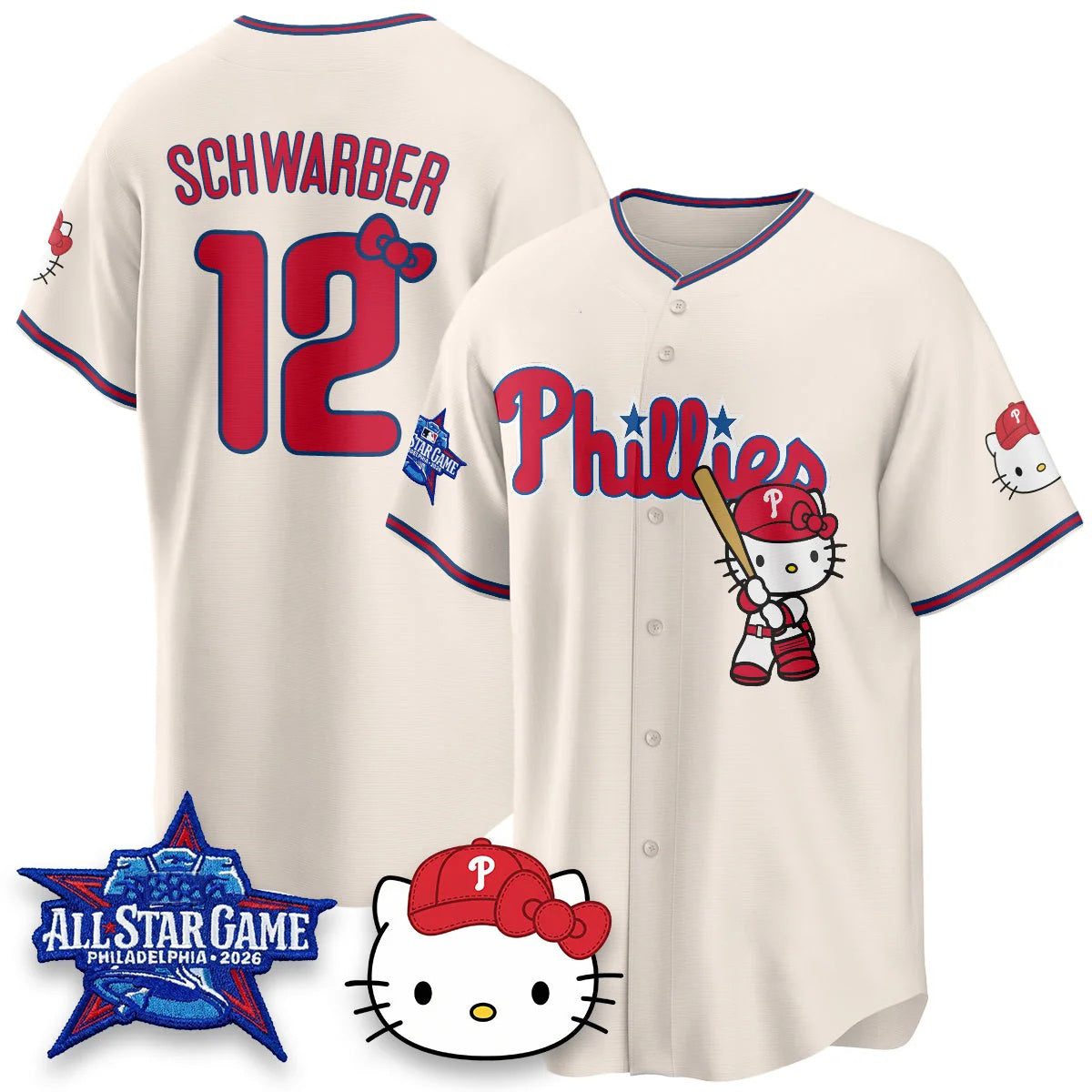 Philadelphia Phillies #12 Kyle Schwarbe Light Cream Thaam Meow KT Vapor Limited V2 Stitched Jersey