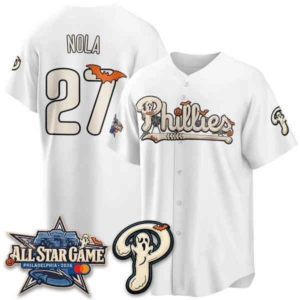 Philadelphia Phillies #27 Aaron Nola White Thaam Halloween 2026 Vapor Limited Stitched Jersey