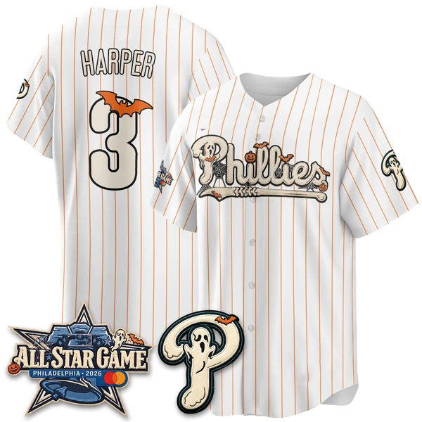 Philadelphia Phillies #3 Bryce Harper White Thaam Halloween 2026 Vapor Limited Stitched Jerseys